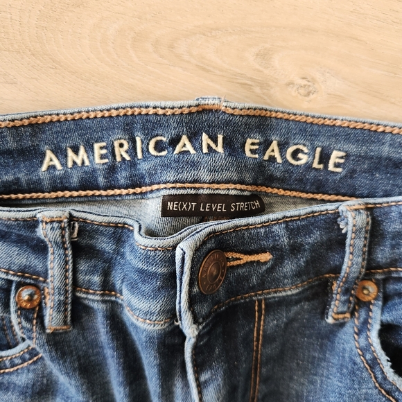 American Eagle Next Level Stretch Hi Rise Flare Jean Womens Size 12 Dark Wash - Picture 5 of 9